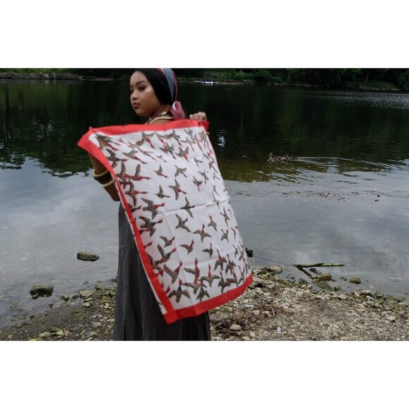 Redhead Flying Ducks Scarf Vintage Accessories - Picture 4 of 8